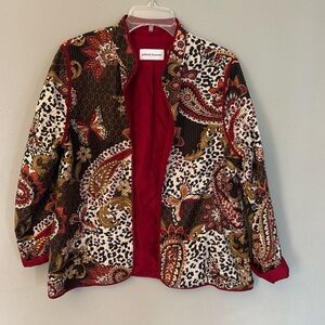 Alfred Dunner Womens Patchwork Quilted Jacket Multicolor Size Large